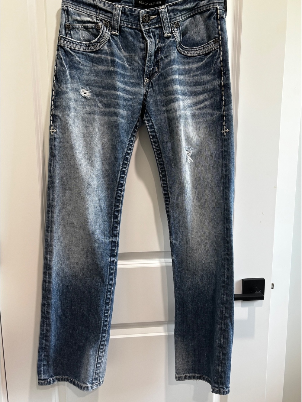 Affliction Black Premium "Blake" Distressed Straight Jeans - Size 30 Regular